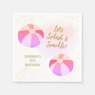 Födelsedag stänk och Gnistra Vatten Bassäng Party Pappersservett