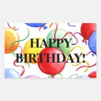 Födelsedag Stickers Grattis på födelsedagen Balloo Rektangulärt Klistermärke