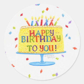 Födelsedag Stickers Grattis på födelsedagen till d Runt Klistermärke