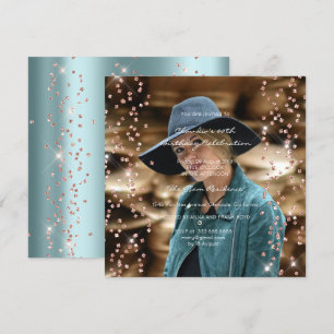 Födelsedag Studenten Spark Foto Confetti Ro Blue Inbjudningar