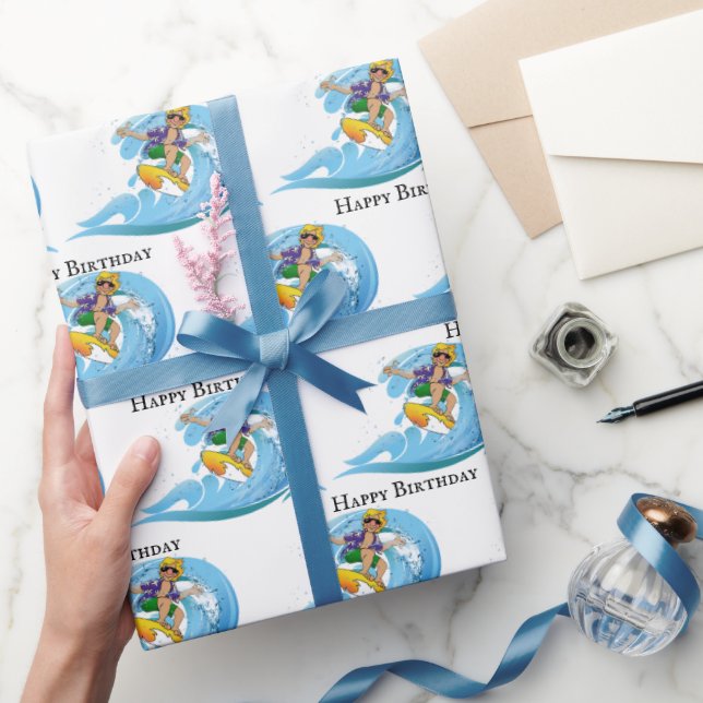 Födelsedag Surfer på Blue Wave Presentpapper (Gifting)