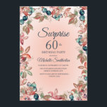 Födelsedag Surprise 60:e Women Rosa Teal Blommigt Inbjudningar<br><div class="desc">Elegantens botaniska rosa och blommigt av tealvattenfärg och löv trädgårdstema 60:e överraskningen födelsedagsfest inbjudan för kvinnor. Snygg i firande när som helst på året,  men perfekt anpassad till hösten. Text,  teckensnitt,  teckensnitt storlekt och färg är helt anpassade,  så det här kortet kan anpassas för alla åldrar.</div>