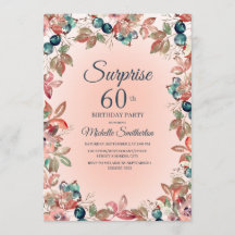 Födelsedag Surprise 60:e Women Rosa Teal Blommigt