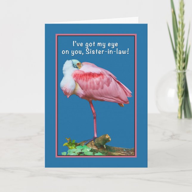 Födelsedag svägerska, PeekabooSpoonbillkort Kort (Framsida)