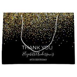 Födelsedag Svart Guld Glitter Glamoröst Tack