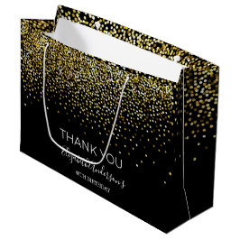 Födelsedag Svart Guld Glitter Glamoröst Tack