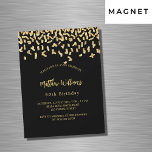 Födelsedag svart guldkonfetti lyx magnetisk inbjudningskort<br><div class="desc">En modern,  elegant och inbjudan.  En svart bakgrund dekorerad med falsk guldkonfetti.  Personifiera och lägg till ett namn och detaljer.</div>