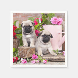 Födelsedag Sweet Baby Pugs Blommigt Party Pappersservett