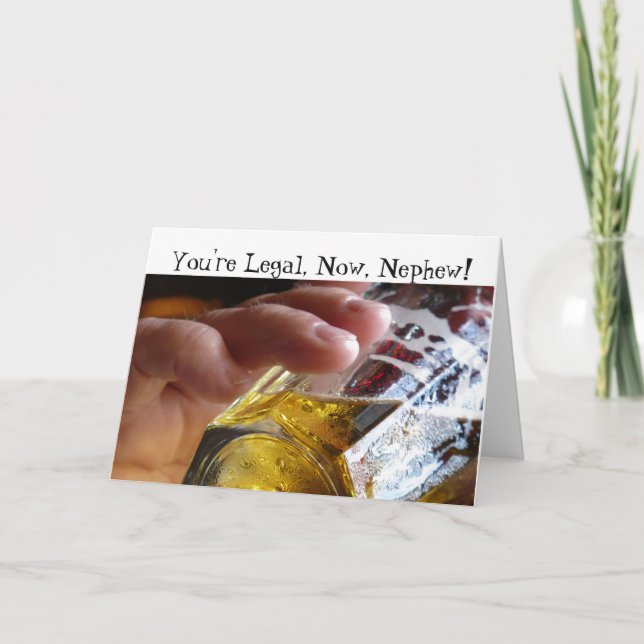 Födelsedag, syskonbarn, legal, 21. Öl i glas. Kort (Framsida)