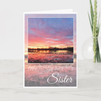 Födelsedag Syster, förbluffande Rosa Sunrise. Kort
