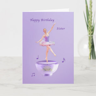 Födelsedag, syster, musikbox Ballerina Kort