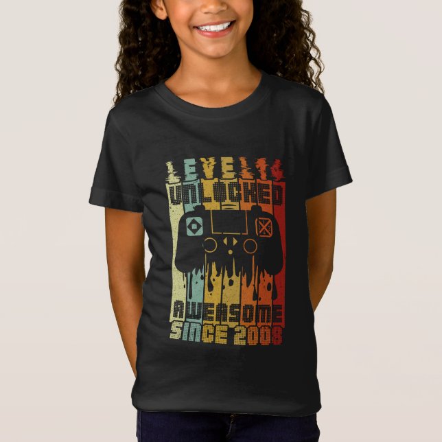 Födelsedag T-Shirt: Nivå 14 Olåst 2008 T Shirt (Framsida)