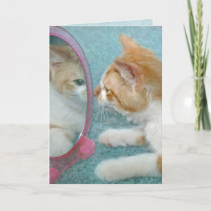 Födelsedag Tabby katt i Spegel Kort
