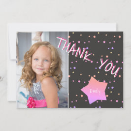 Födelsedag Tack för fotoportet med Stars Girl Kort