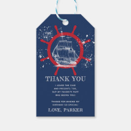 Födelsedag - tack för Nautisk blå Presentetikett