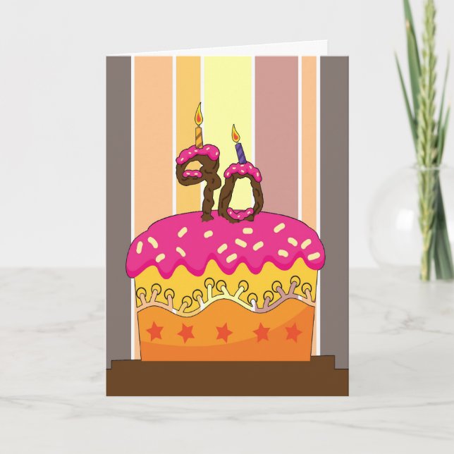 födelsedag - tårta med ljus 90 - 90:e födelsedag kort (Framsida)