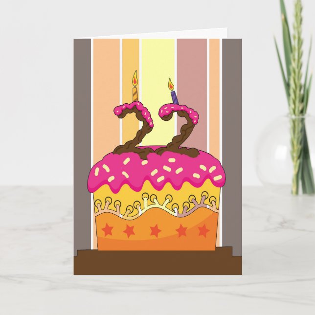 födelsedag - tårta med stearinljus 22 - 22nd kort (Framsida)