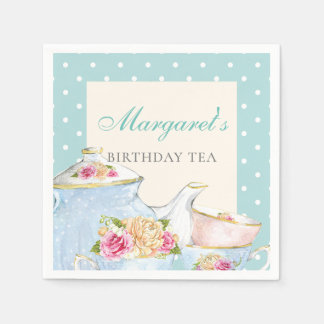 Födelsedag Tea Party Personlig Polka punkt Pappersservett