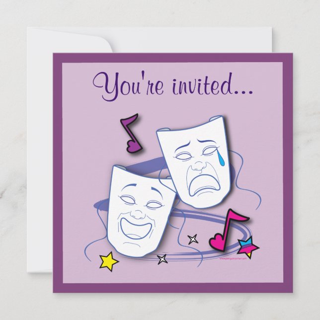 Födelsedag teater Party med mask Inbjudningar (Framsida)