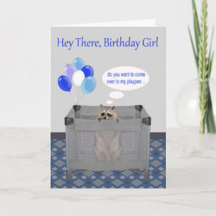 Födelsedag till Birthday Girl, vuxen humor-kort Kort