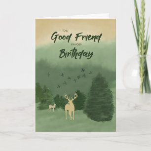 Födelsedag till Male Buddy Friend Landcape med Trä Kort