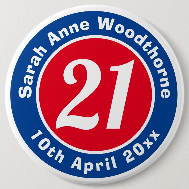 Födelsedag till minne av Namn, ålder och datum Knapp (Framsida)