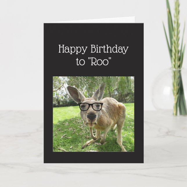 Födelsedag till Roo Roligt Kangaroo Australia Djur Kort (Framsida)
