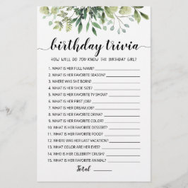 Födelsedag Trivia-redigerbart spel