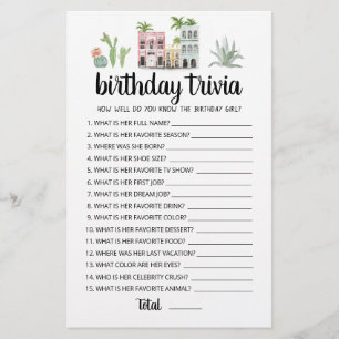 Födelsedag Trivia-redigerbart spel