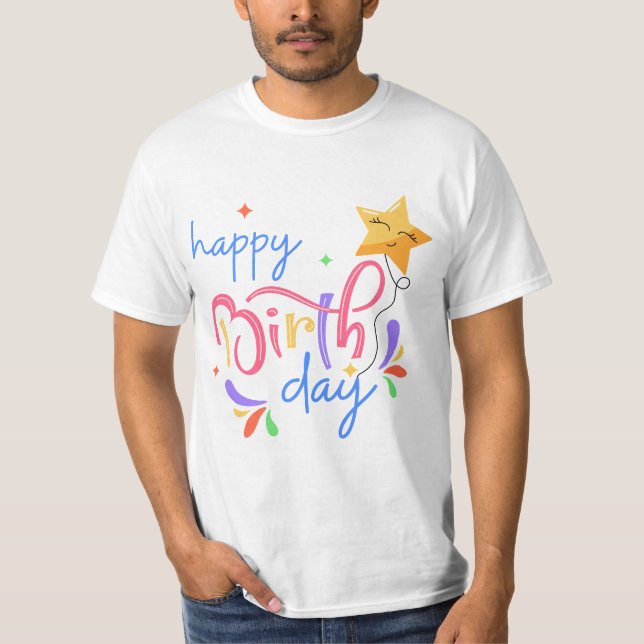 Födelsedag Typografi Meningar T Shirt (Framsida)