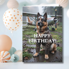 Födelsedag Tysk Schäferhund Pilot Flygplan Roligt Kort