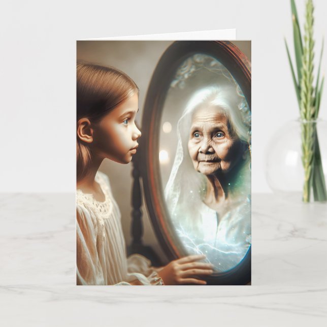 Födelsedag Ung flicka och gammal dam Kort (Framsida)