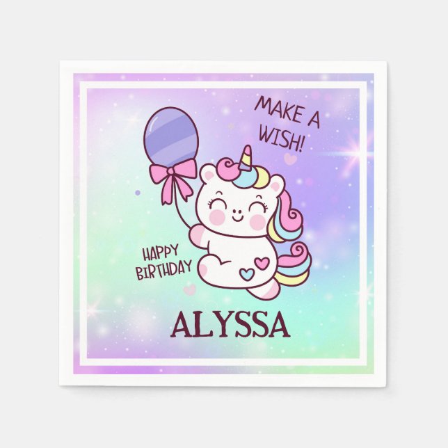 Födelsedag Unicorn! Child Grattis på födelsedagen Pappersservett (Framsidan)