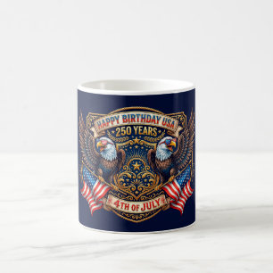 Födelsedag USA 250-årsjubileum Patriotiska Örnar Kaffemugg