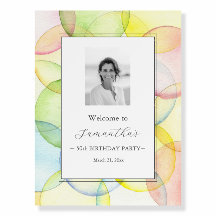 Födelsedag Välkomstsignaturer Vattenfärg med foto