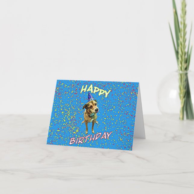 Födelsedag - valp - Roligt-mappat gratulationskort Kort (Framsida)
