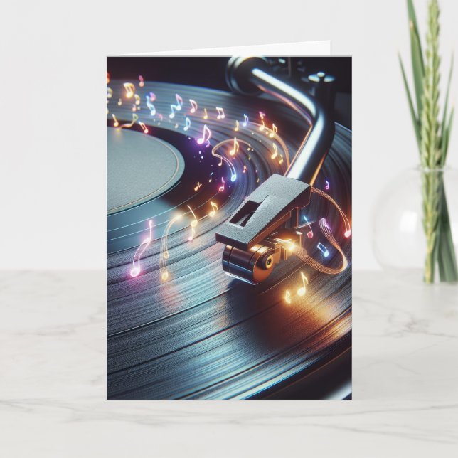 Födelsedag vändbar med Neon Musik noter Kort (Framsida)