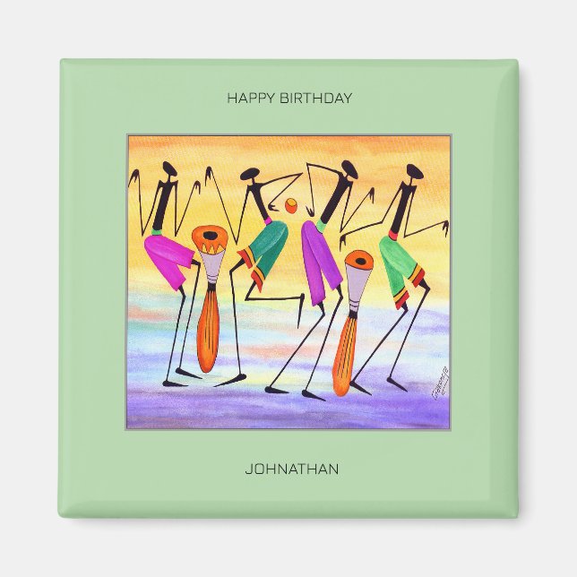 Födelsedag, vattenfärg Fantastisk Happity Magnet (Framsidan)