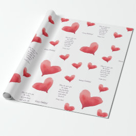 Födelsedag Vattenfärg Heart | Röd och Lila Presentpapper