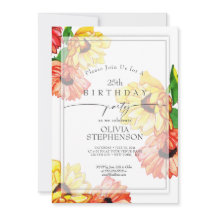 Födelsedag | Vattenfärgad Gult och röd Gerbera-Dai