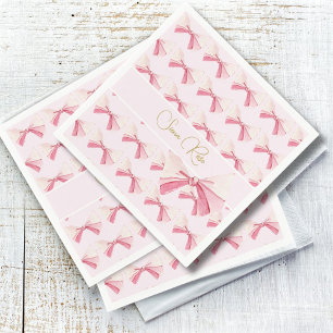 Födelsedag Vattenfärgsruta Bow Cute Rosa Pappersservett