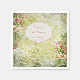 Födelsedag & vildblommar för shabby chic söt 25 pappersservett