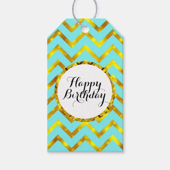 Födelsedag vill gärna göra guld personligt presentetikett (Framsidan)