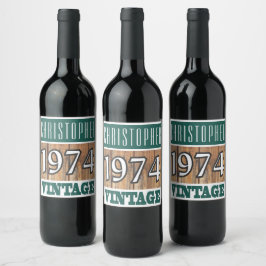 Födelsedag Vin 1974 Vinflaska Etikett