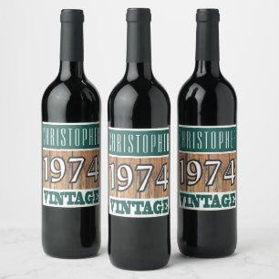 Födelsedag Vin 1974 Vinflaska Etikett