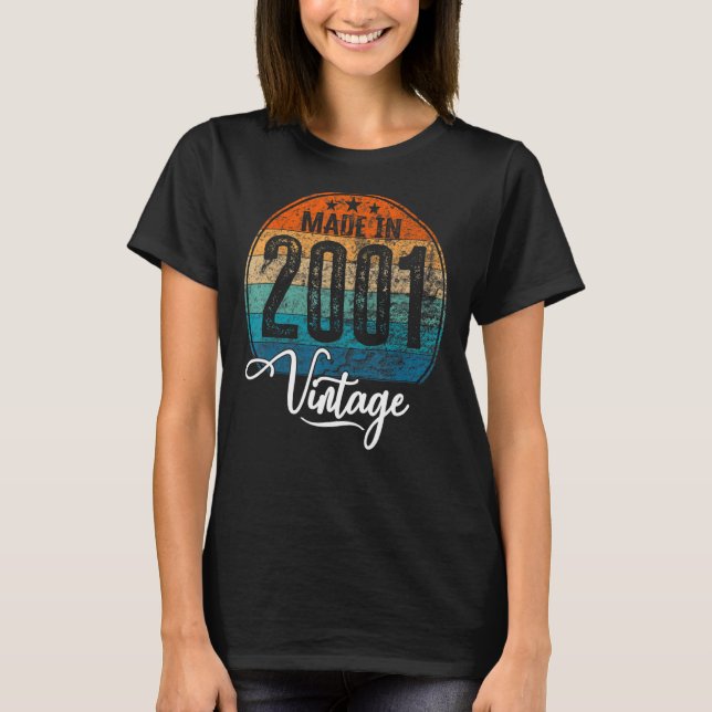 Födelsedag vintage födelseår 2001 födelsedag t shirt (Framsida)