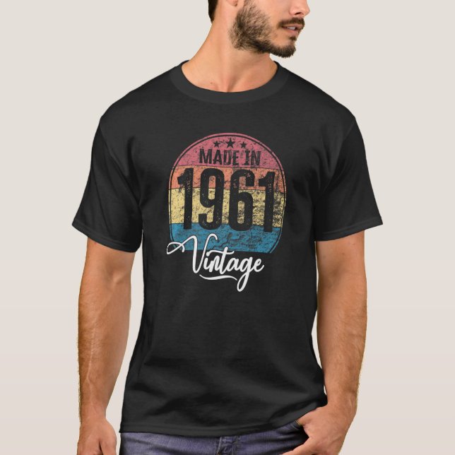 Födelsedag Vintage Födelsedag År 1961 Födelsedag T Shirt (Framsida)