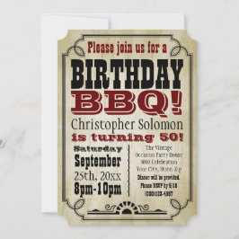 Födelsedag Vintage Land, BQ Party Inbjudningar