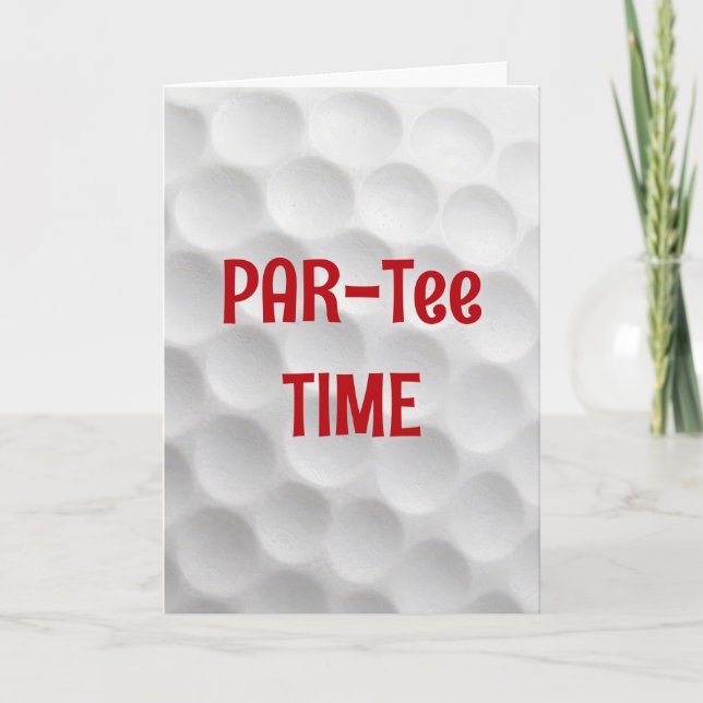 Födelsedag Vit Golfboll Präglad Design Kort (Framsida)