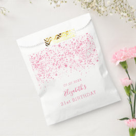 Födelsedag vit rosa glitter monogram elegant